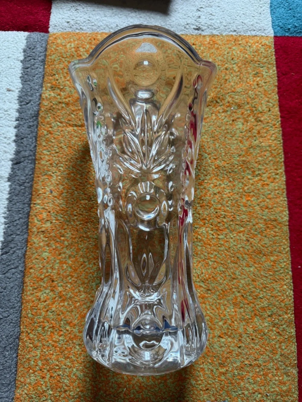 Clear Decorative Glass Vase - Classic Cut Pattern